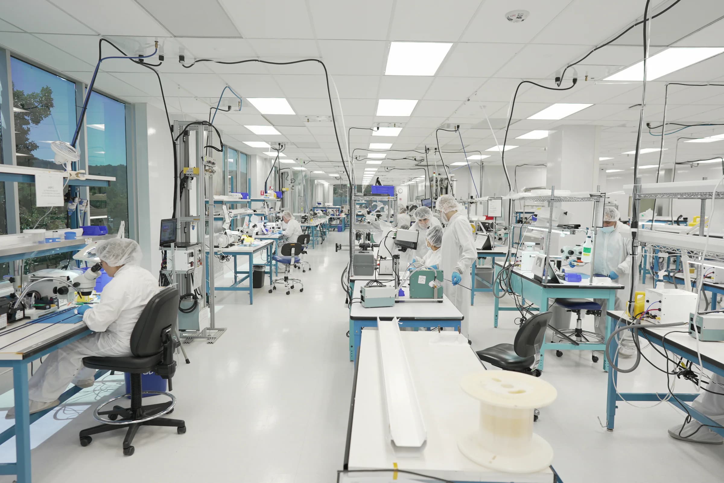 Cordica team members working across the Morgan Hill catheter manufacturing floor