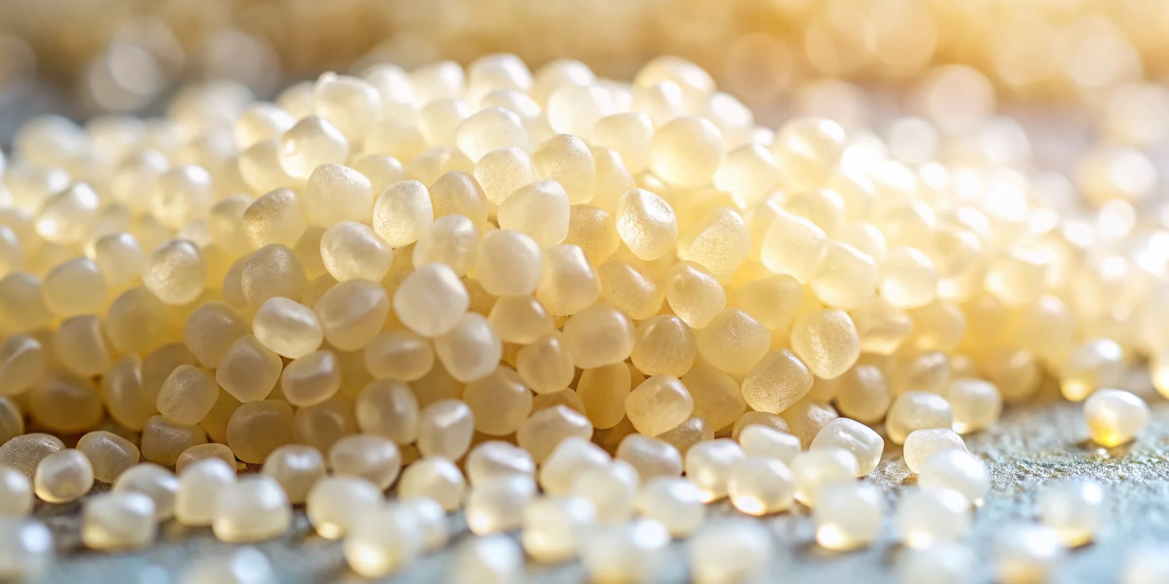 Close-up view of PEEK resin granules